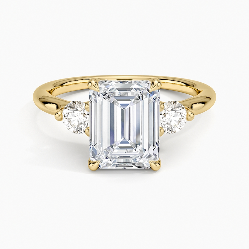 Freesia Three Stone Diamond Ring (1/3 ct. tw.) - Emerald Cut Center Stone