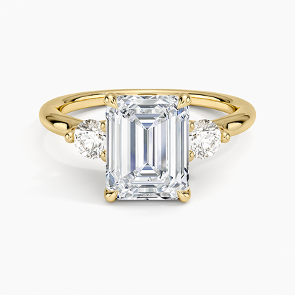 Freesia Three Stone Diamond Ring (1/3 ct. tw.) - Emerald Cut Center Stone