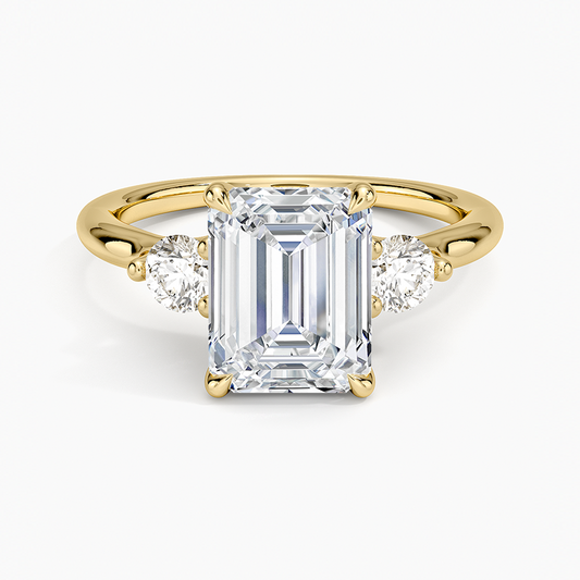 Freesia Three Stone Diamond Ring (1/3 ct. tw.) - Emerald Cut Center Stone