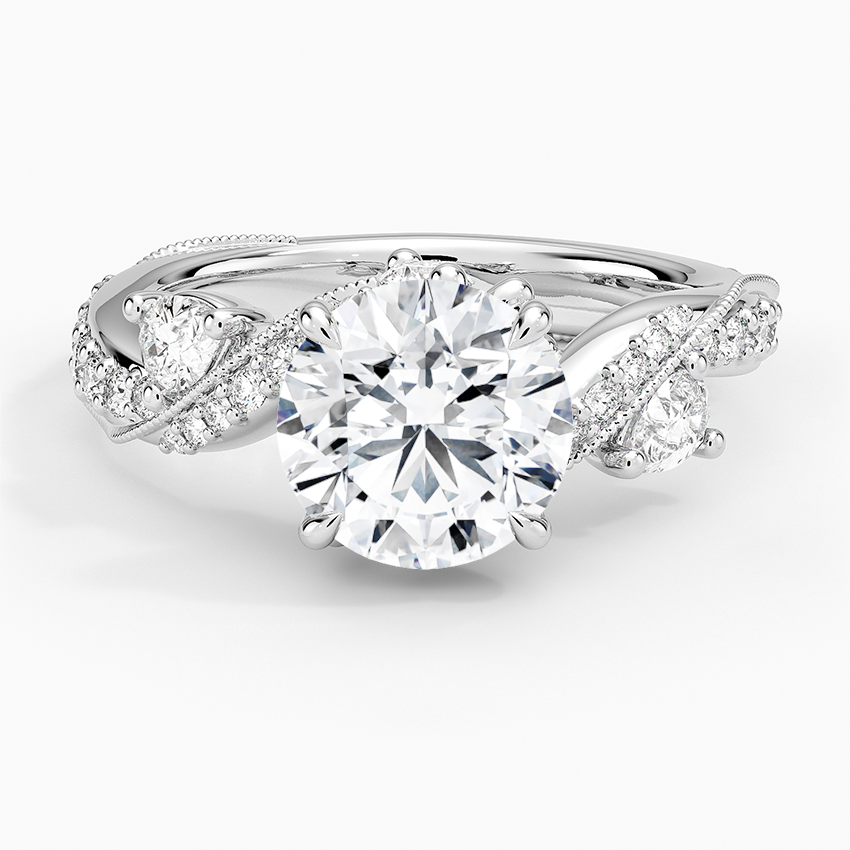 Grand Camellia Diamond Ring - Round Center Stone