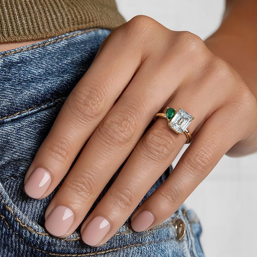 Viridian Toi et Moi Diamond Ring