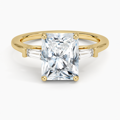 Symphony Perfect Fit Tapered Baguette Diamond Ring - Radiant Cut Center Stone