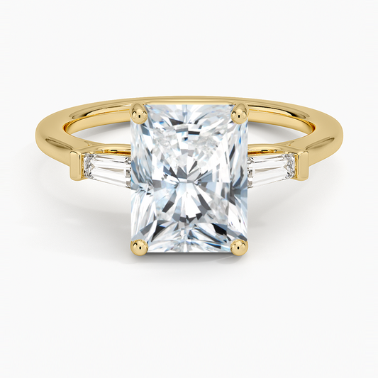 Symphony Perfect Fit Tapered Baguette Diamond Ring - Radiant Cut Center Stone