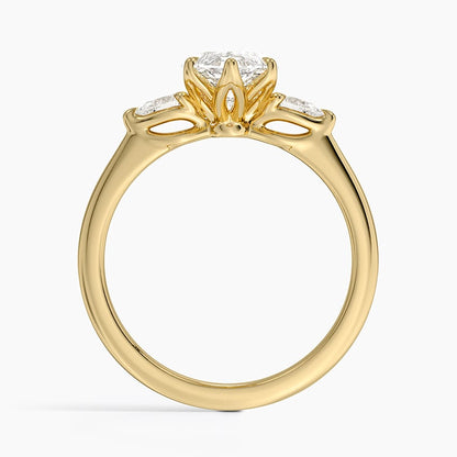Petite Fleur Three Stone Diamond Ring - Marquise Center Stone