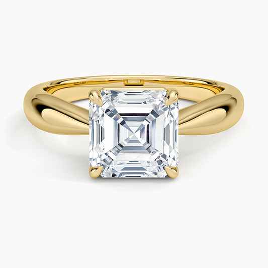 Thea Tapered Solitaire Diamond Ring - Asscher Cut Center Stone