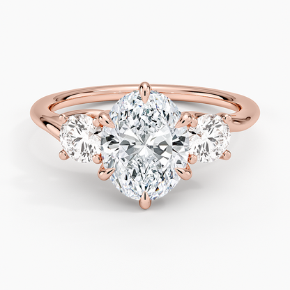 Luxe Delilah Three Stone Diamond Ring - Oval Center Stone