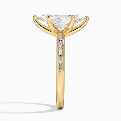 Tabitha Channel Set Baguette Diamond Ring - Marquise Cut Center Stone