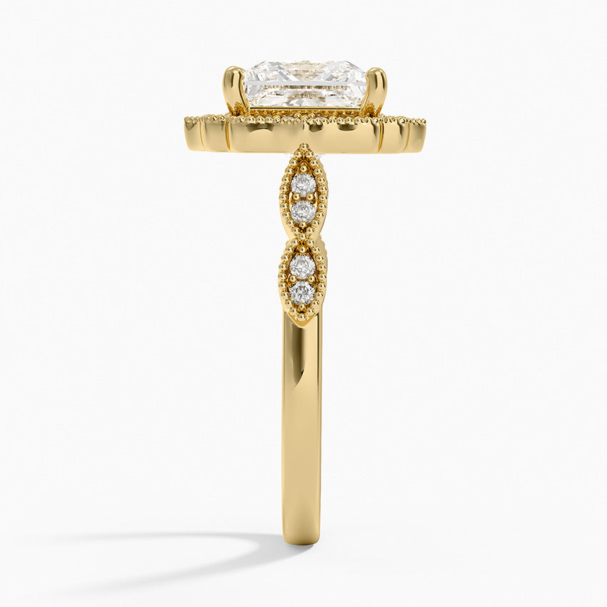 Cadenza Halo Diamond Ring - Princess Cut Center Stone
