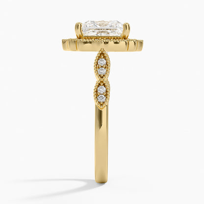 Cadenza Halo Diamond Ring - Princess Cut Center Stone