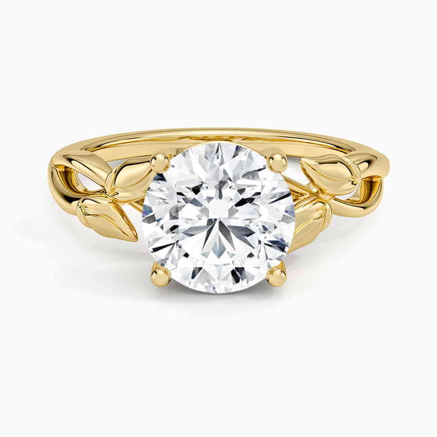 Budding Willow Solitaire Ring - Round Center Stone