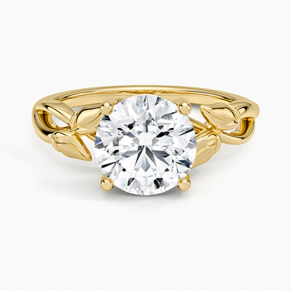 Budding Willow Solitaire Ring - Round Center Stone