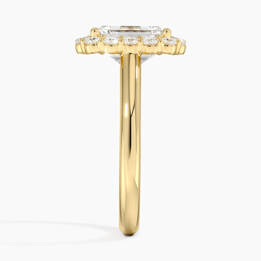 Lotus Flower Halo Diamond Ring (1/4 ct. tw.) - Emerald Cut Center Stone