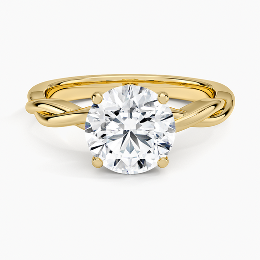 Twisted Vine Solitaire Ring - Round Center Stone
