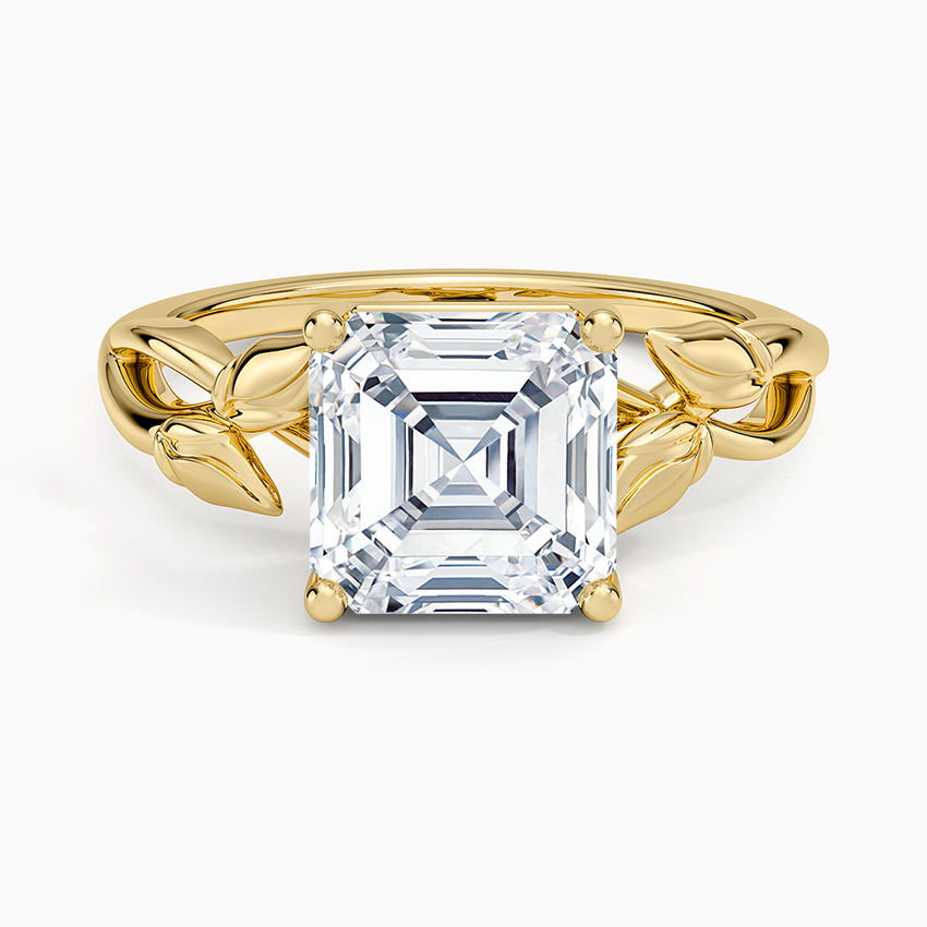 Budding Willow Solitaire Ring - Asscher Cut Center Stone