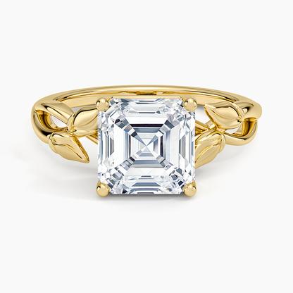 Budding Willow Solitaire Ring - Asscher Cut Center Stone