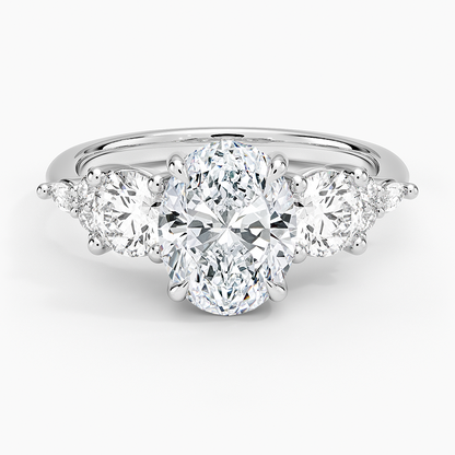 Luxe Nadia Three Stone Diamond Ring - Oval Center Stone