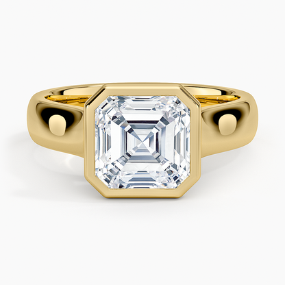 Luna 4mm Bezel Ring - Asscher Cut Center Stone