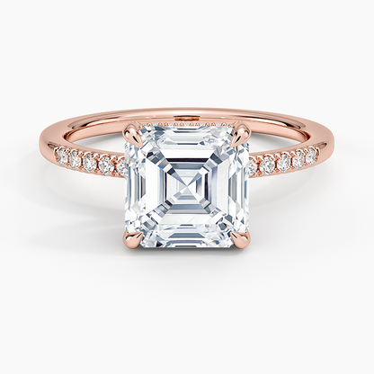 Viviana One-Quarter Coverage Diamond Ring - Asscher Cut Center Stone
