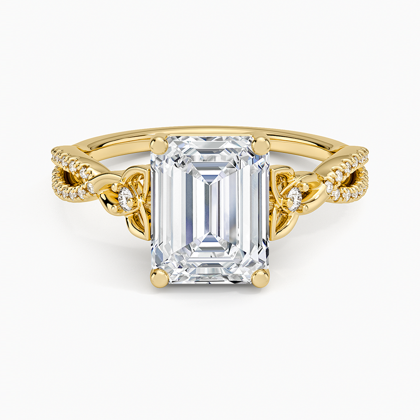 Luxe Celtic Love Knot Diamond Ring - Emerald Cut Center Stone