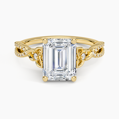 Luxe Celtic Love Knot Diamond Ring - Emerald Cut Center Stone