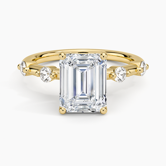 Aimee 1.7mm Diamond Ring - Emerald Cut Center Stone