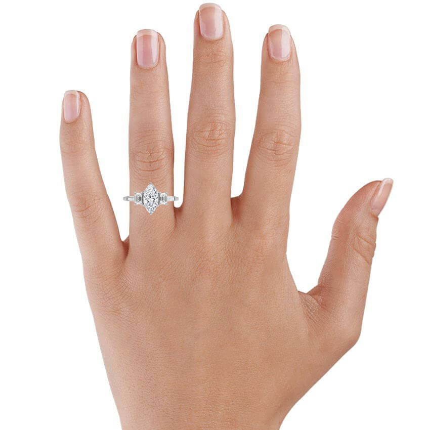 Cleo Five Stone Diamond Ring - Heart Cut Center Stone