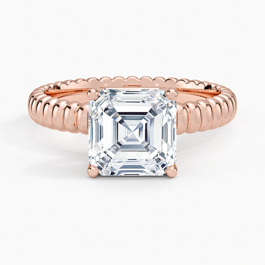 Petra Textured Solitaire Ring - Asscher Cut Center Stone