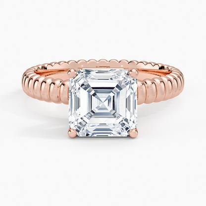 Petra Textured Solitaire Ring - Asscher Cut Center Stone