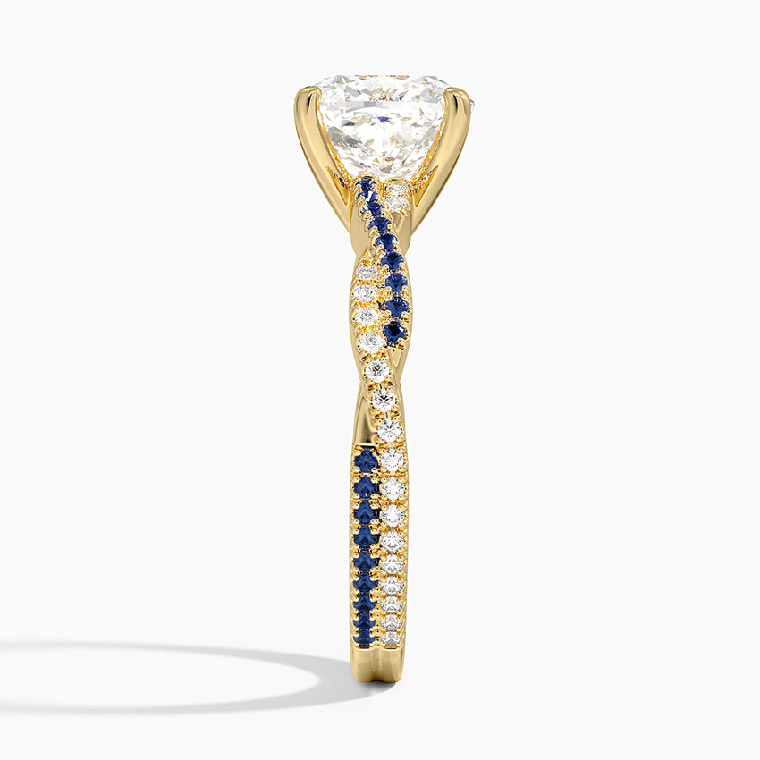 Petite Luxe Twisted Vine Sapphire and Diamond Ring (1/8 ct. tw.) - Cushion Cut Center Stone