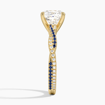 Petite Luxe Twisted Vine Sapphire and Diamond Ring (1/8 ct. tw.) - Cushion Cut Center Stone