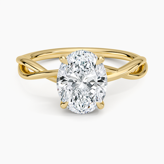 Alya Twist Solitaire Ring - Oval Center Stone
