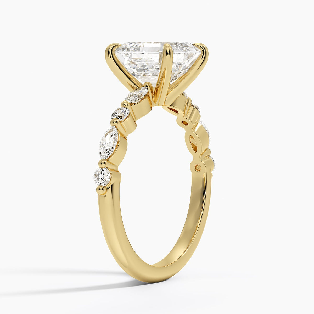 Versailles Half Coverage Diamond Ring (1/3 ct. tw.) - Asscher Cut Center Stone