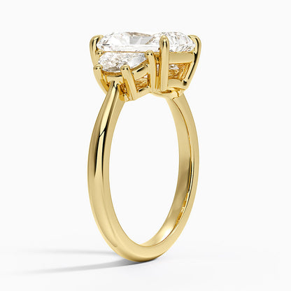 Half Moon Three Stone Diamond Ring (1/2 ct. tw.) - Radiant Cut Center Stone