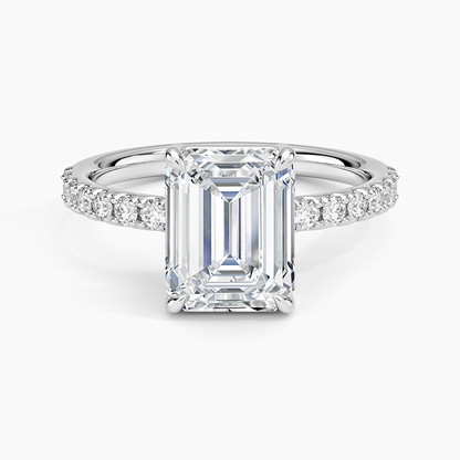 Dara Low-Profile Diamond Ring - Emerald Cut Center Stone