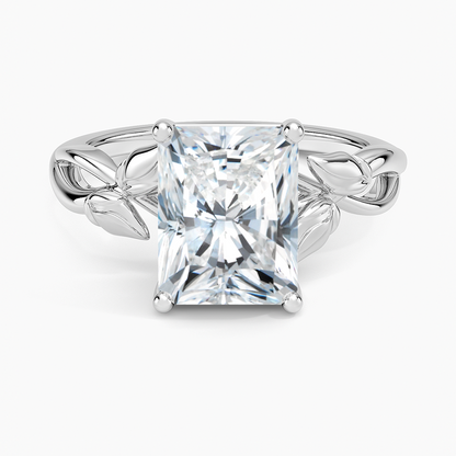 Budding Willow Solitaire Ring - Radiant Cut Center Stone