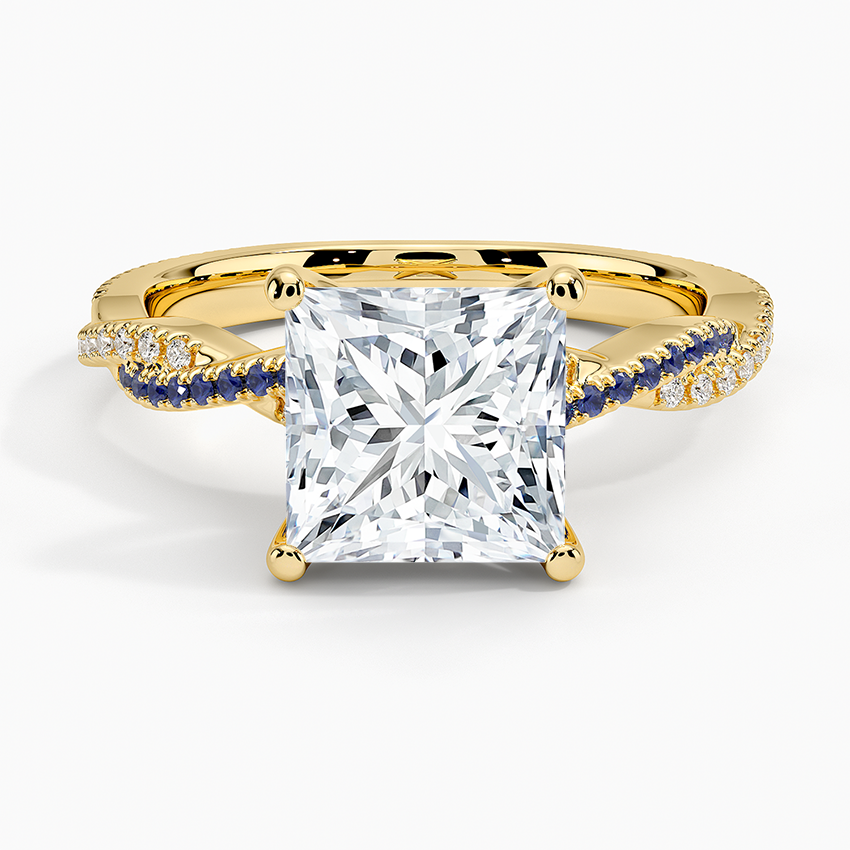 Petite Luxe Twisted Vine Sapphire and Diamond Ring (1/8 ct. tw.) - Princess Cut Center Stone
