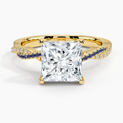 Petite Luxe Twisted Vine Sapphire and Diamond Ring (1/8 ct. tw.) - Princess Cut Center Stone
