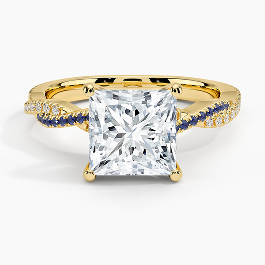 Petite Luxe Twisted Vine Sapphire and Diamond Ring (1/8 ct. tw.) - Princess Cut Center Stone