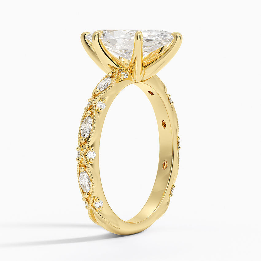 Celestia Milgrain Diamond Ring (1/4 ct. tw.) - Marquise Center Stone