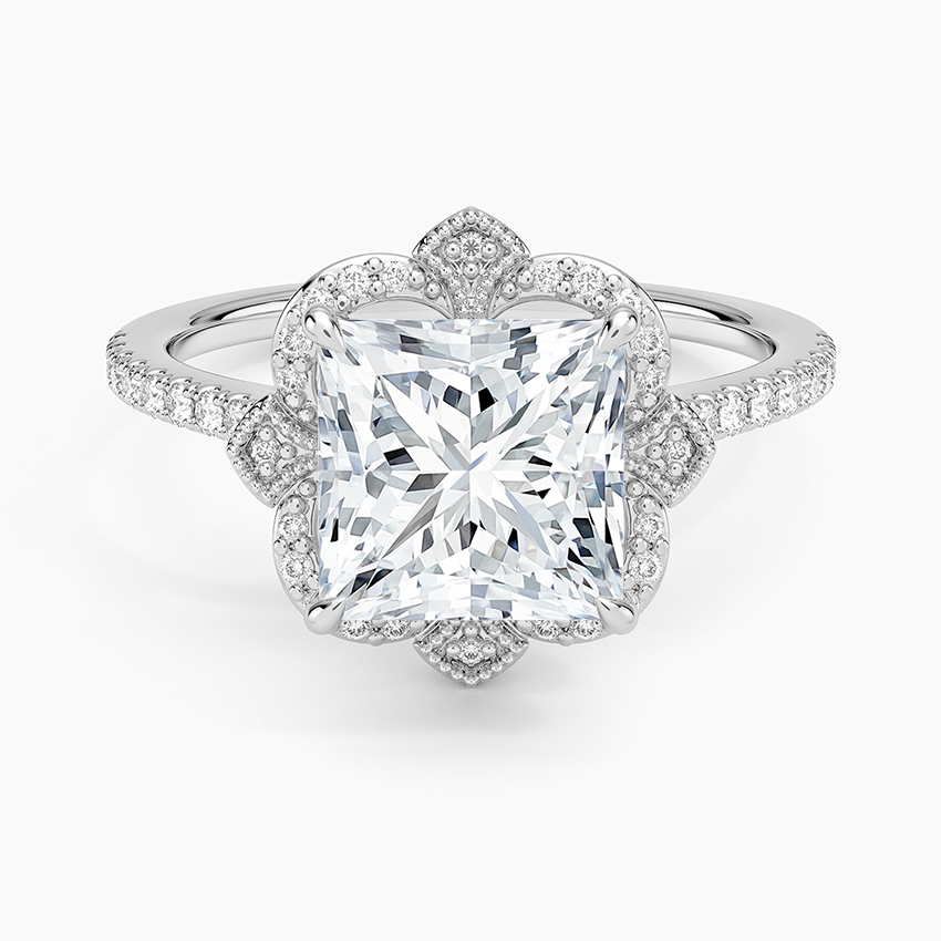 Reina Halo Diamond Ring - Princess Cut Center Stone