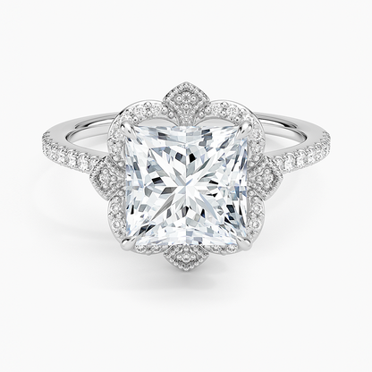 Reina Halo Diamond Ring - Princess Cut Center Stone