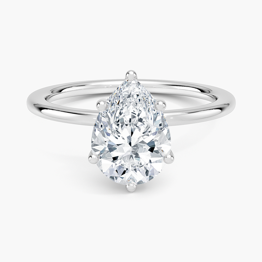 Perfect Fit 1.4mm Solitaire Ring - Pear Center Stone