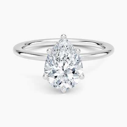 Perfect Fit 1.4mm Solitaire Ring - Pear Center Stone