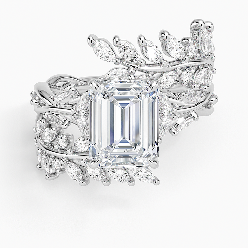 Secret Garden Wrap Diamond Ring - Emerald Cut Center Stone