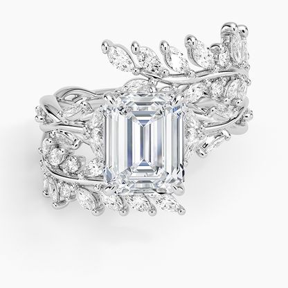Secret Garden Wrap Diamond Ring - Emerald Cut Center Stone
