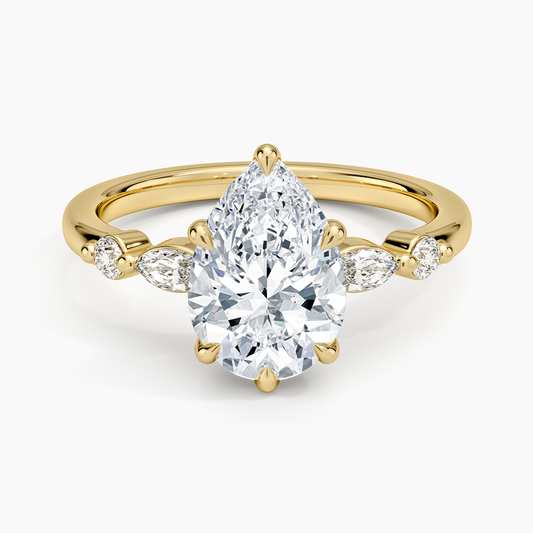 Versailles One-Quarter Coverage Diamond Ring - Pear Center Stone