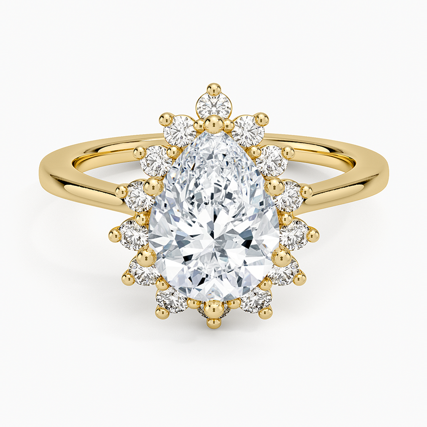 Sunburst Halo Diamond Ring (1/4 ct. tw.) - Pear Center Stone