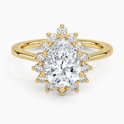 Sunburst Halo Diamond Ring (1/4 ct. tw.) - Pear Center Stone