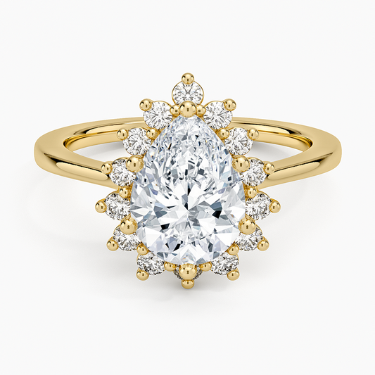 Sunburst Halo Diamond Ring (1/4 ct. tw.) - Pear Center Stone