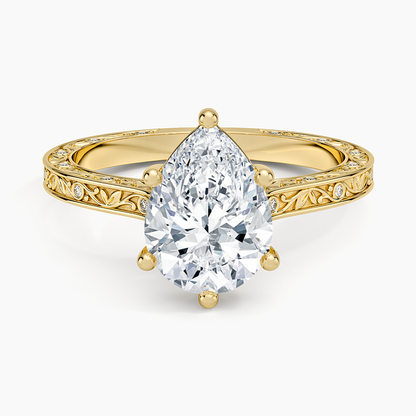 Grove Perfect Fit Engraved Diamond Ring (1/10 ct. tw.) - Pear Cut Center Stone